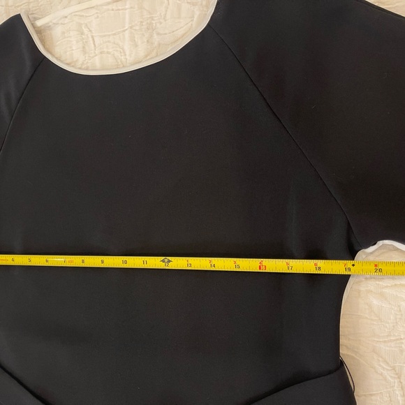 REISS Agnes Piping Detail Dress Size 8 Black Contrast Trim Asymmetric Hem - Picture 8 of 9